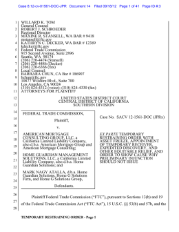 Ex Parte Temporary Restraining Order with Asset Freeze