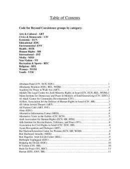 Beyond Coexistence Table of Contents