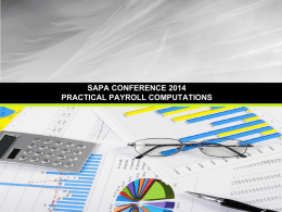 SAPA CONFERENCE 2014 PRACTICAL PAYROLL COMPUTATIONS