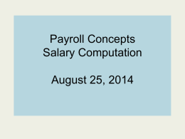 Payroll Concepts Salary Computation August 25, 2014