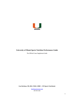 University of Miami Sports Nutrition Performance Guide