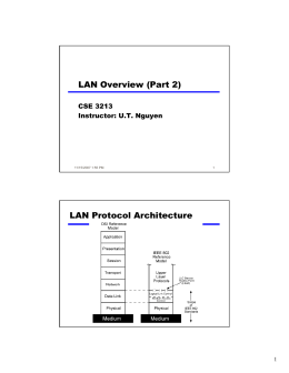 LAN Overview (Part 2) LAN Protocol Architecture