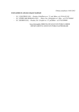 Listă unităţi de colectare deşeuri medicale