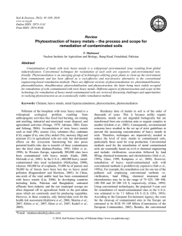 Phytoextraction of heavy metals – the process and scope for