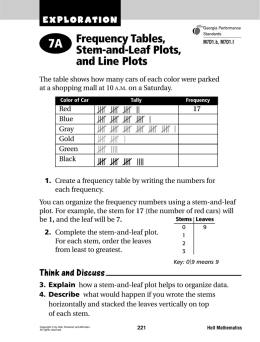 Frequency Tables, Stem-and-Leaf Plots, and Line