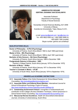 Prof Gertina van Schalkwyk`s CV
