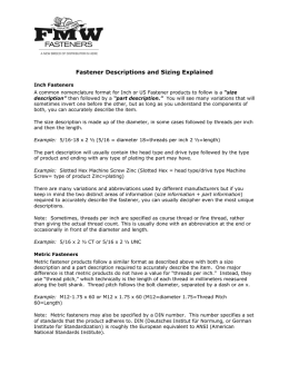 Fastener Descriptions and Sizing Explained