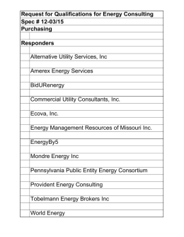 Spec #12-03/15: RFQ - Energy Consulting, Purchasing