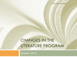 Changes in the Literature Program