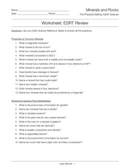 Review Sheet - Mr. Leigh-Manuell`s Earth Science Class