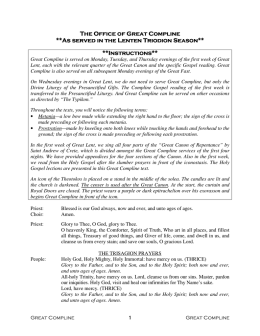 Great Compline - The Antiochian Diocese of Los Angeles and the