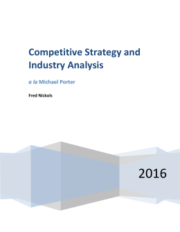 Competitive Strategy and Industry Analysis