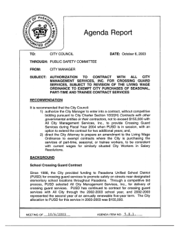 Agenda Report