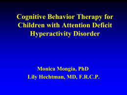Cognitive Behavior Therapy for Children with Attention