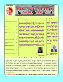 Newsletter of Nepal Paediatric Society(Volume 1 issue 1)