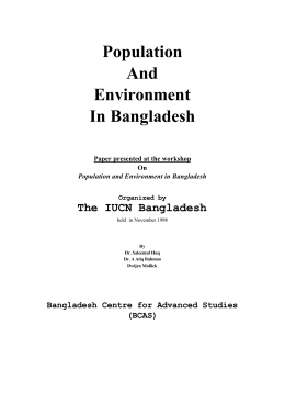 Population And Environment In Bangladesh