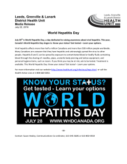 World Hepatitis Day - Leeds, Grenville and Lanark District Health Unit