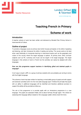 Teaching French in Primary Scheme of work