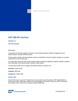 SAP QM-IDI Interface
