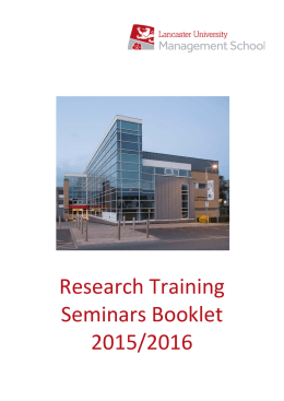 Research Training Seminars Booklet 2015/2016