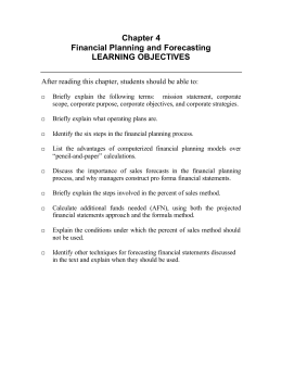 Chapter 4 Financial Planning and Forecasting LEARNING