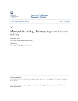 Managerial coaching: challenges, opportunities and training