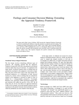 Feelings and Consumer Decision Making
