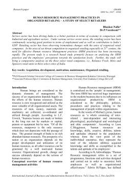 HUMAN RESOURCE MANAGEMENT PRACTICES IN ORGANIZED