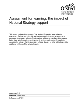 Assessment for learning: the impact of National Strategy support