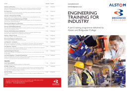 ENGINEERING TRAINING FOR INDUSTRY