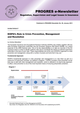 EIOPA`s Role in Crisis Prevention, Management and Resolution