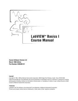 LabVIEWTM Basics I Course Manual