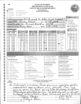 Page 1 * † STATE OF FLORIDA DEPARTMENT OF HEALTH