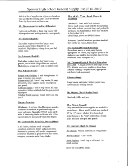 MS and HS Supply Lists - School District of Spencer