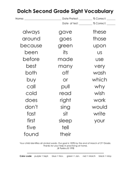 2nd Grade Sight Vocabulary - Mrs. Perkins` Dolch Words
