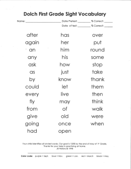 Dolch FirsT Grade SighT Vocabulary