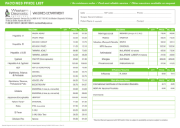 vaccines price list - Western Diagnostic Pathology