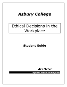 Asbury College Ethical Decisions in the Workplace