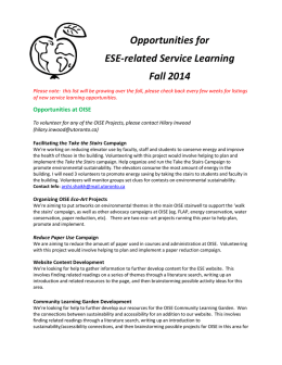 Opportunities for ESE-related Service Learning Fall 2014