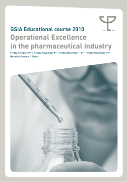 Operational Excellence in the pharmaceutical industry