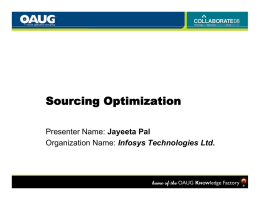 Oracle Sourcing Optimization Features