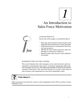 An Introduction to Sales Force Motivation