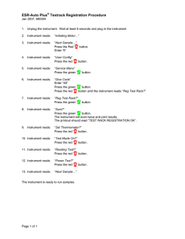 ESR-Auto Plus® Testrack Registration Procedure