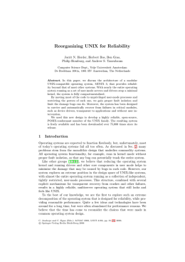 Reorganizing UNIX for Reliability (preprint)