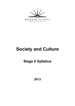 Society and Culture Stage 6 Syllabus (2013)