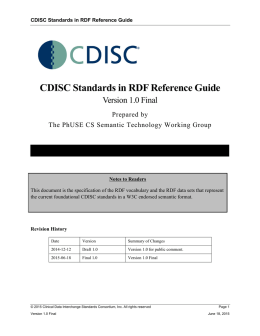 CDISC Standards in RDF Reference Guide v1 Final