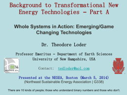 Background to Transformational New Energy Technologies