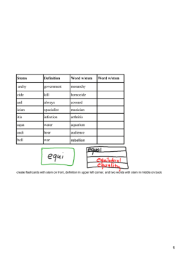 1 Stems Definition Word w/stem Word w/stem archy