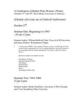 Robert Penn Warren Seminar - The Catholic University of America