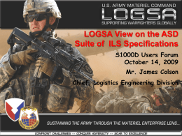 LOGSA View on the ASD Suite of ILS Specifications
